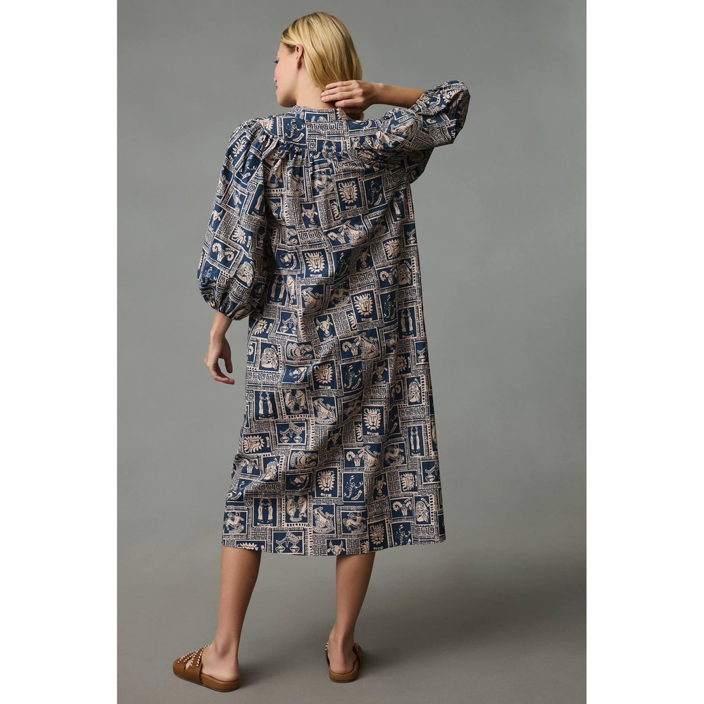 Corey Lynn Calter Zodiac Astrology Cotton Midi Dress Blue Large Boho The Sign - Picture 6 of 8
